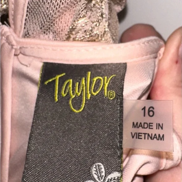 Taylor Pink and Gold Lace Dress 16 (party, cocktail) - Picture 5 of 5